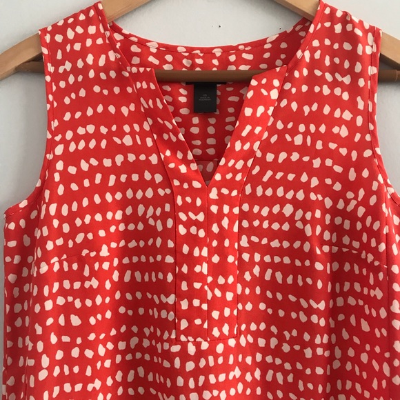 🏝️ Ann Taylor Factory Sleeveless Dotted Shift Dress in Orange • XS - Picture 3 of 6